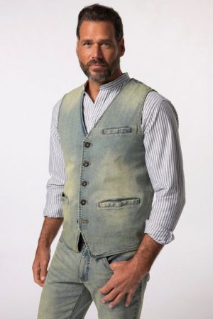 JP1880 Steppweste JP 1880 Jeansweste Denim V-Ausschnitt Vintage Look
