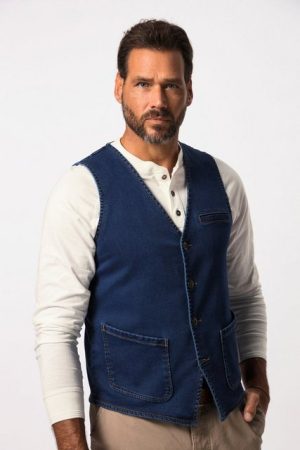 JP1880 Steppweste Jeansweste FLEXNAMIC® V-Ausschnitt