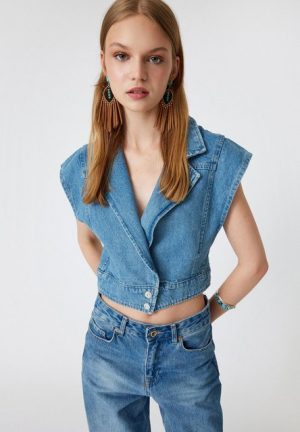 Koton Jeansweste Hemdkragen Denim