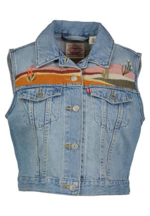 Levi's® Steppweste Damen Jeansweste bestickt Cropped Fit (1-tlg)