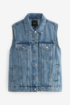 Next Jeansweste Ärmellose Jeansweste – Kurzgröße (1-tlg)