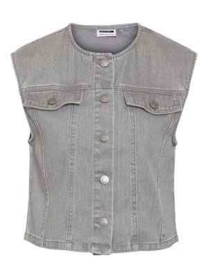 Noisy may Longweste Jeansweste ohne Ärmel mit Knopfleiste und Taschen NMSONYA S/L CROP VEST BS012LG