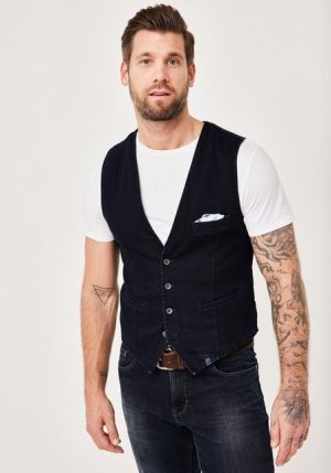 Paddock's Jeansweste STAN Dunkle Jeansweste mit Einstecktuch