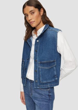 s.Oliver Strickweste Jeansweste mit Stehkragen